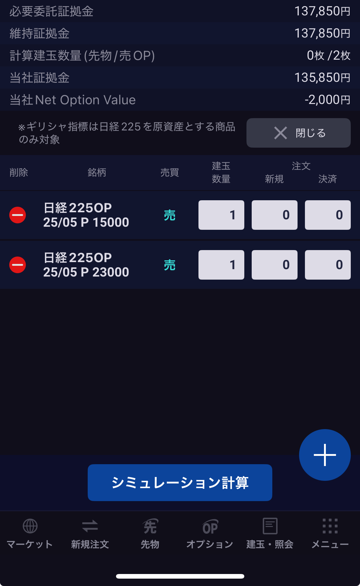 日経225オプション証拠金