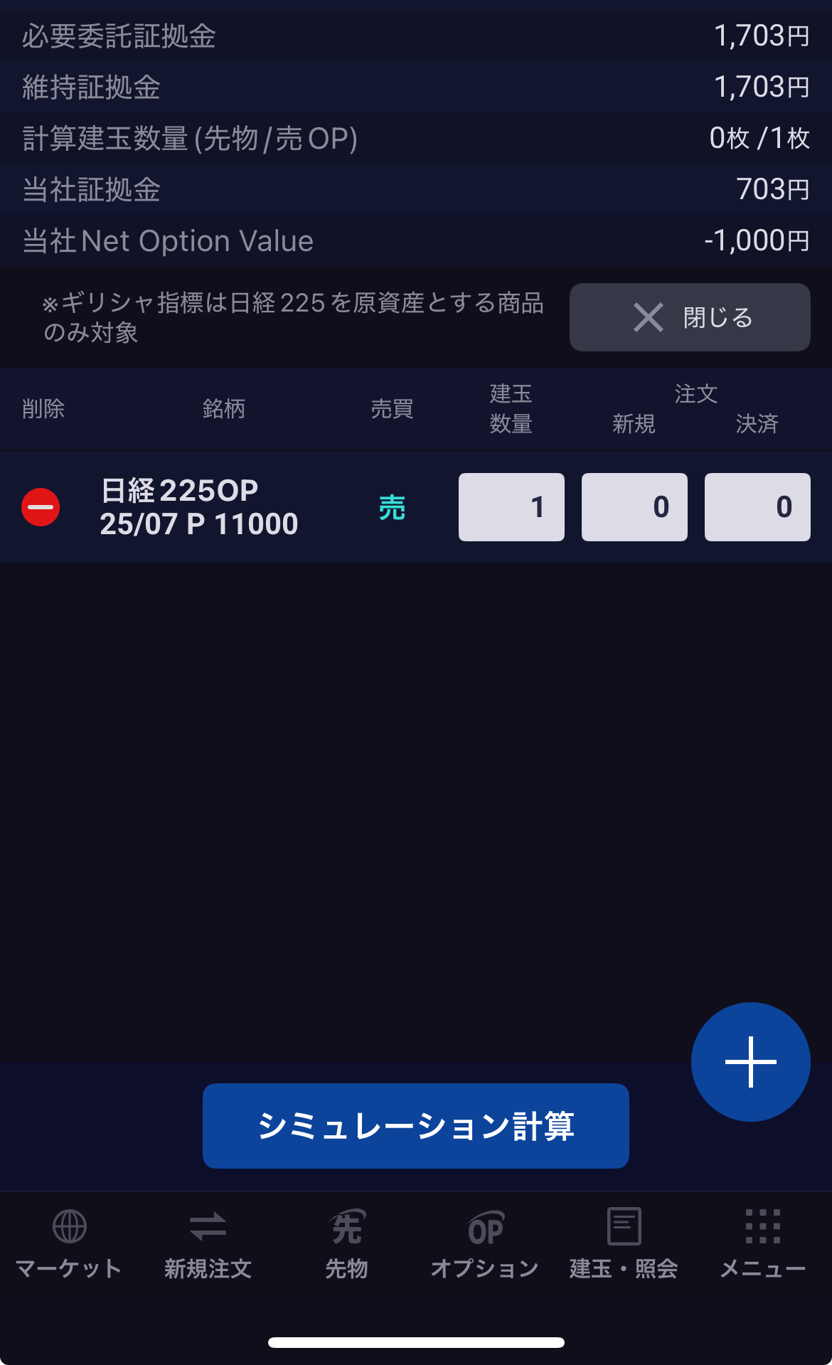 日経２２５オプション証拠金